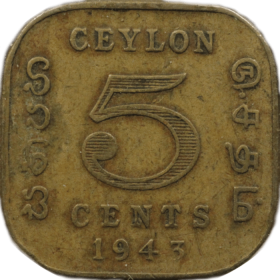 5 centow 1943 cejlon a